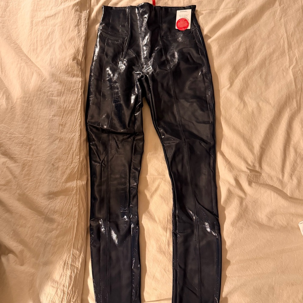 Spanx Blue Vinyl Leggings